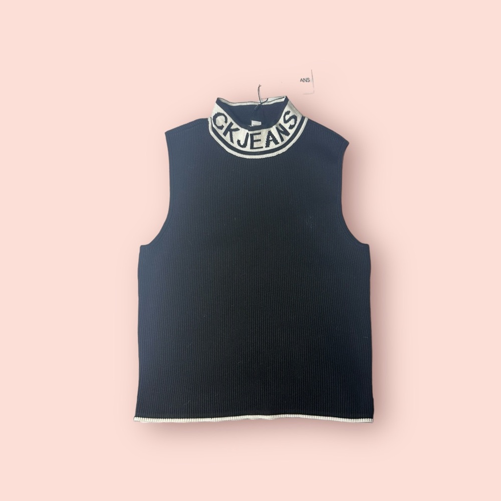 Calvin Klein Black Sleeveless Mockneck Top Size XS